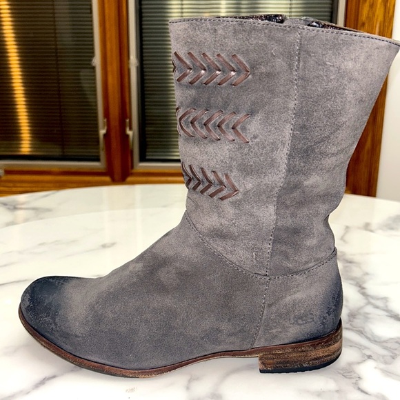UGG Cailyn Distressed Suede Boots Side Zip Gray Size 8 - Picture 10 of 14